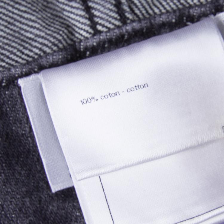 Pre Owned Chanel Dark Grey Stone-Washed Denim Topstitch Detail Jeans M