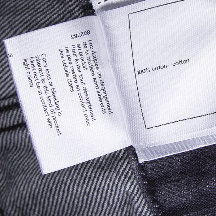 Pre Owned Chanel Dark Grey Stone-Washed Denim Topstitch Detail Jeans M