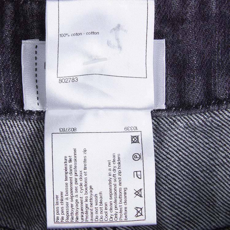 Pre Owned Chanel Dark Grey Stone-Washed Denim Topstitch Detail Jeans M
