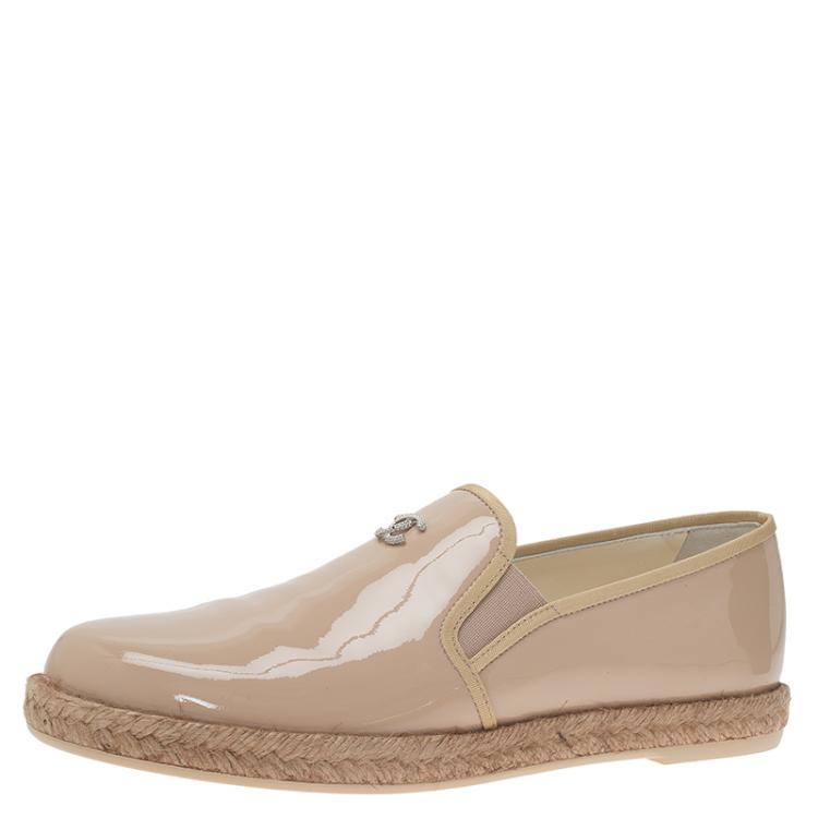 Chanel Beige Patent CC Loafer Espadrilles Size 37.5 Chanel | The Luxury  Closet
