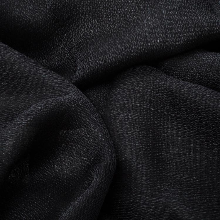 Pre Owned Chanel Black Silk and Cashmere CC Logo Stole