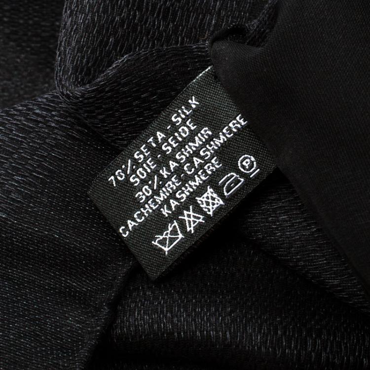 Pre Owned Chanel Black Silk and Cashmere CC Logo Stole