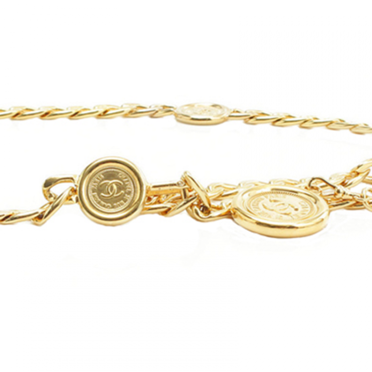 Pre Owned Chanel Gold CC Medallion Chain Belt 85CM