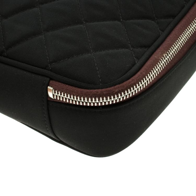 Pre Owned حافظة لابتوب شانيل نايلون مبطنة سوداء 15