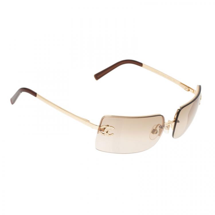 Chanel Gold 4104 CC Rimless Sunglasses Chanel | The Luxury Closet