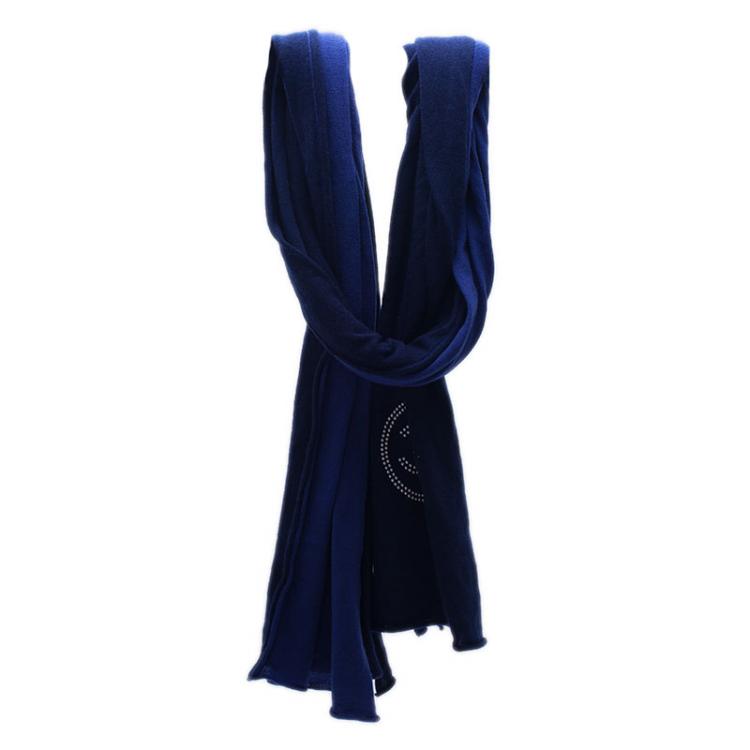 Pre Owned Chanel Blue Two Tone Cashmere Stole