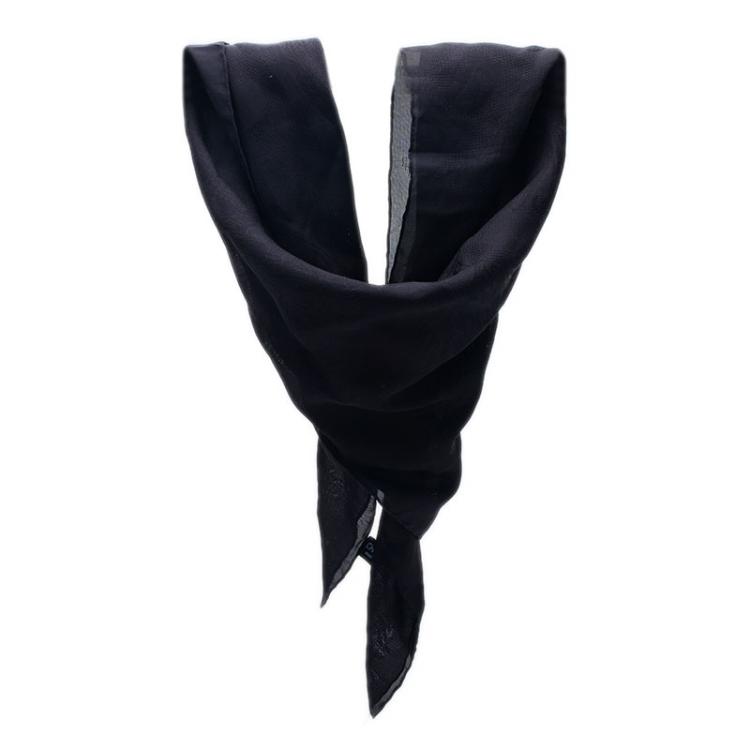 Pre Owned Chanel Black Chiffon Square Scarf 