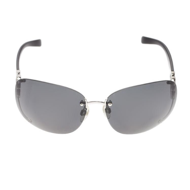 Chanel Black Camellia 4171 Rimless Shield Sunglasses