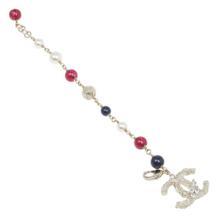 CHANEL, Jewelry, Chanel Cc Logo Bracelet Silvermulticolor Metalfaux Pearl