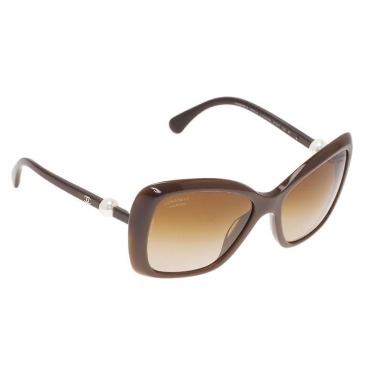 Chanel Brown Pearl Detail Cat Eye Sunglasses Chanel | TLC