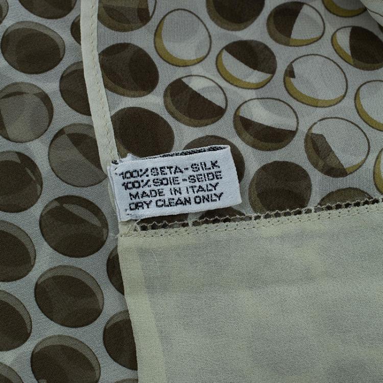 Pre Owned Chanel Brown and White Printed Silk Logo Scarf 