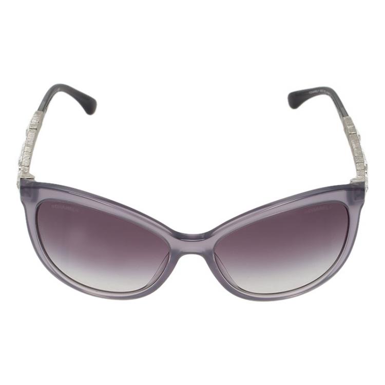 Chanel Grey 5307 Crystal Cat Eye Sunglasses Chanel