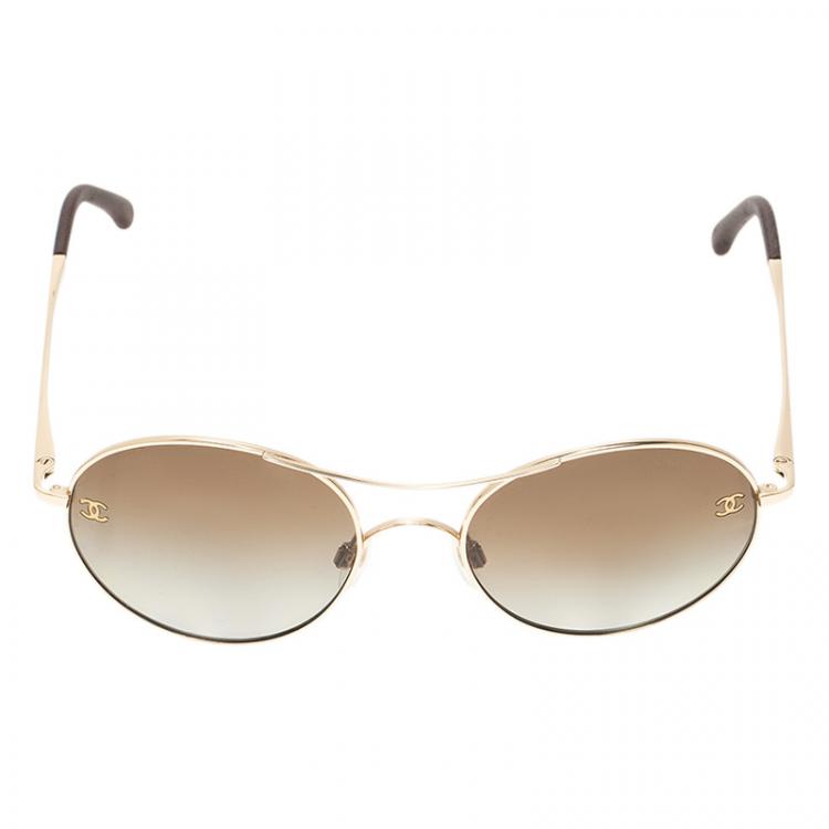 Chanel Gold 4190 Round Aviator Sunglasses Chanel | TLC