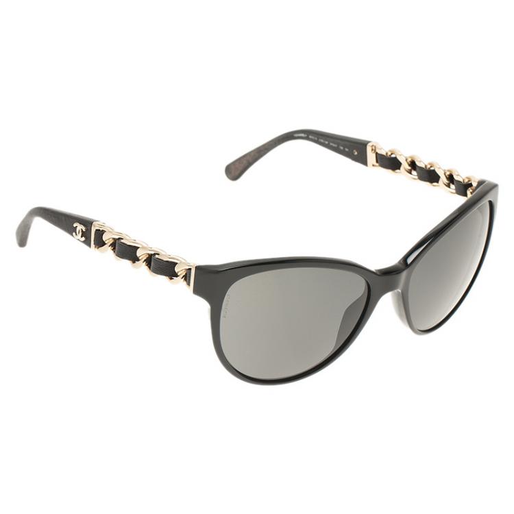 Chanel Black 5215Q CC Chain Cat Eye Sunglasses Chanel | The Luxury Closet