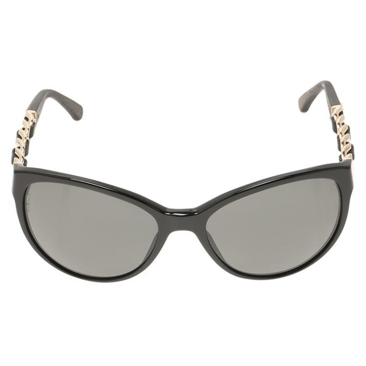 Chanel Black 5215Q CC Chain Cat Eye Sunglasses Chanel
