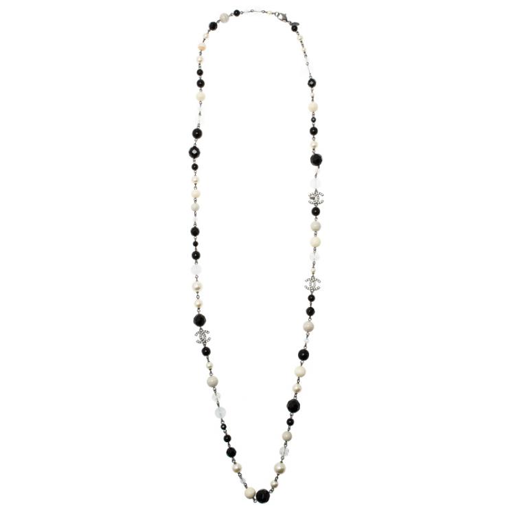 Chanel CC Grey Faux Pearl Black Beads Silver Tone Necklace Chanel | The  Luxury Closet