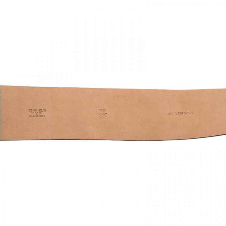 Pre Owned Chanel Black Leather CC Logo Buckle Wide Belt 90 CM