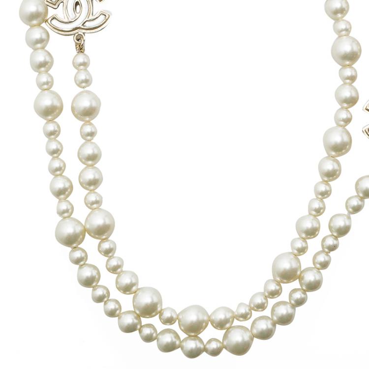 Chanel CC and Faux Pearl Long Necklace Chanel