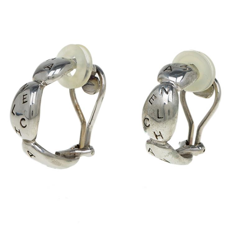 Chanel Silver Hoop Earrings Chanel