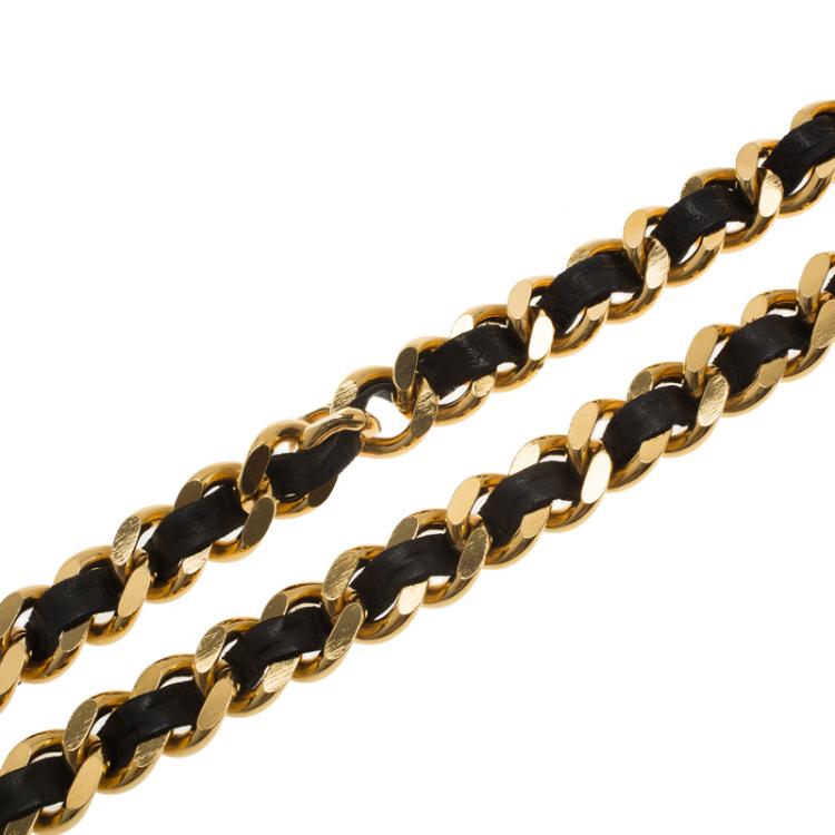 مملوكة مسبقًا Chanel Black CC Medallion Chain Leather Belt 64 CM