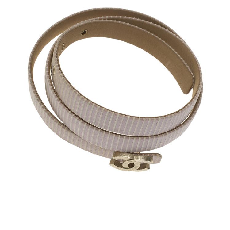 Pre Owned Chanel Blush Pink Satin CC Buckle Waist Belt 75CM