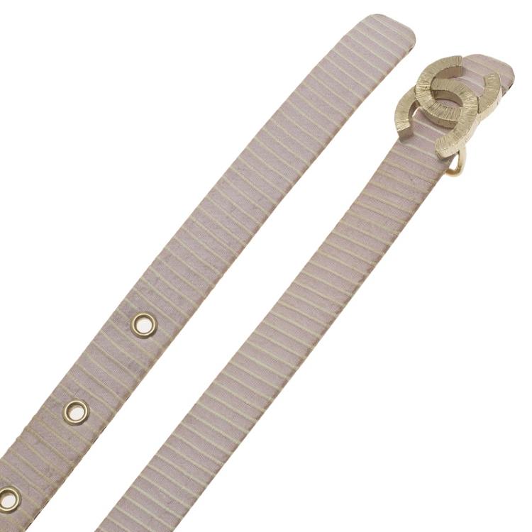 Pre Owned Chanel Blush Pink Satin CC Buckle Waist Belt 75CM