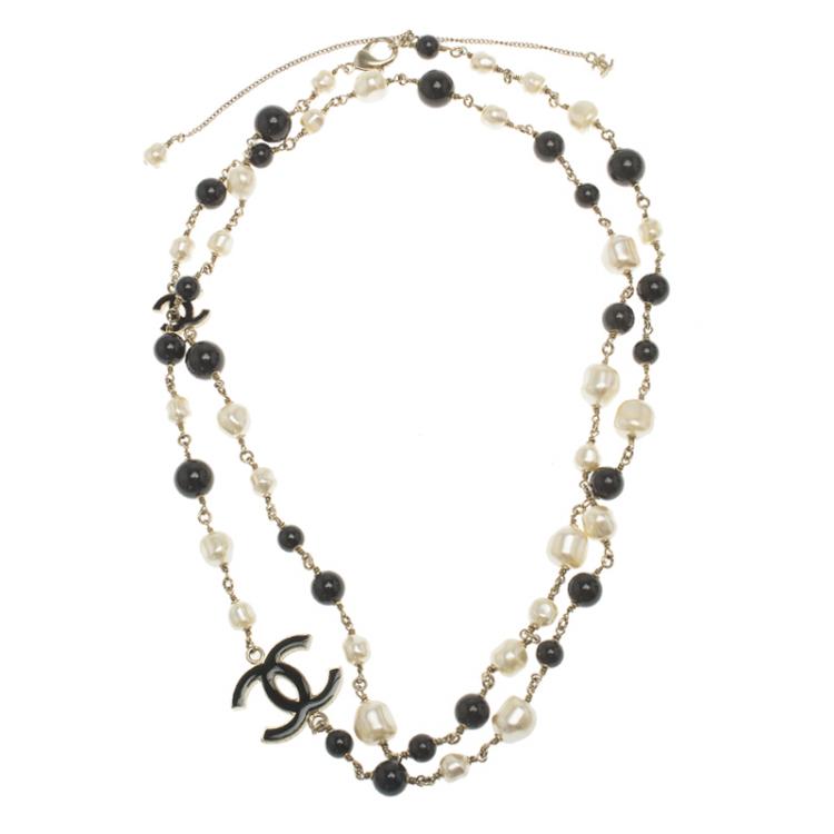 Authentic Chanel Black Bead Long Necklace