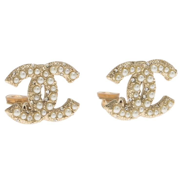 chanel gold and pearl earrings vintage