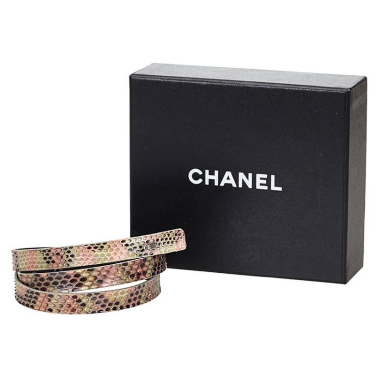 Pre Owned Chanel Multicolor Python CC Waist Belt 70CM