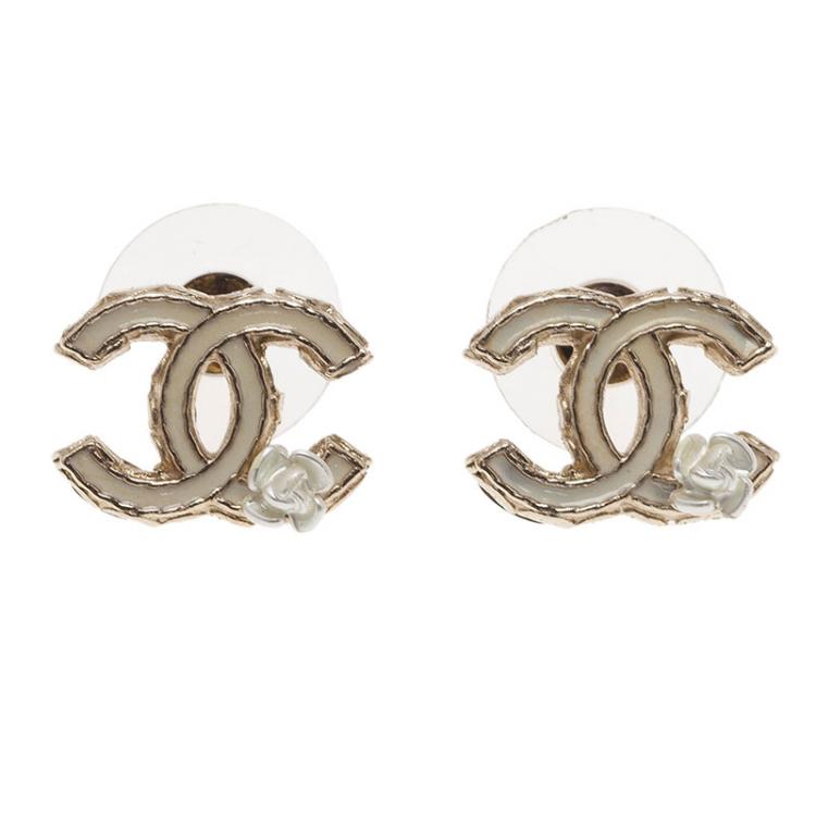 Chanel CC Enamel Camellia Earrings Chanel | The Luxury Closet