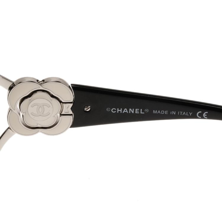 Pre Owned Chanel Black Camellia Shield Sunglasses