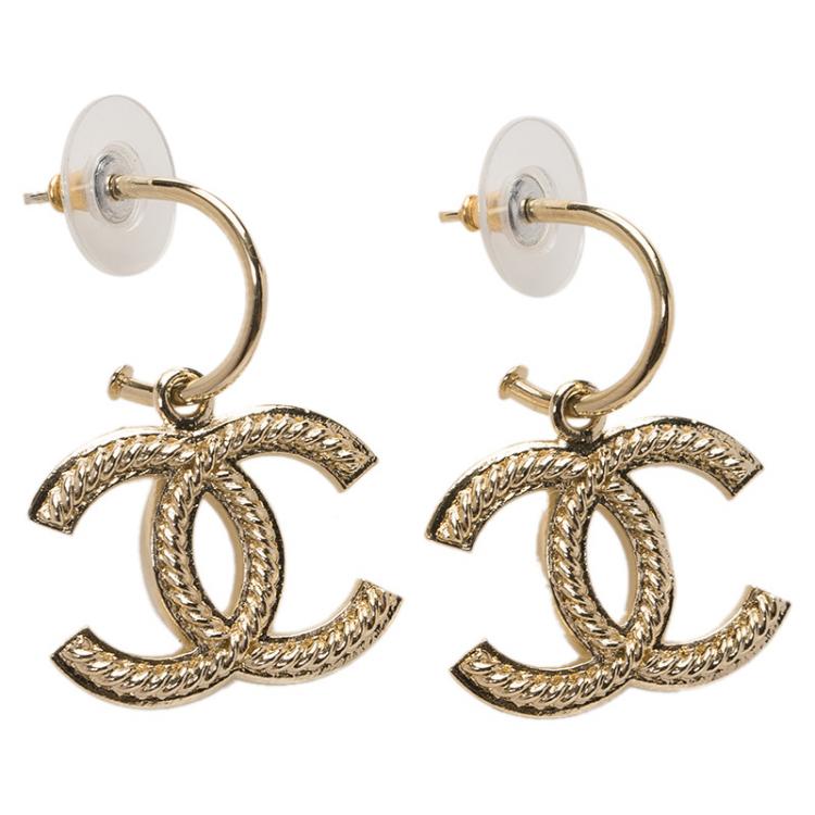 chanel gold circle earrings dangle