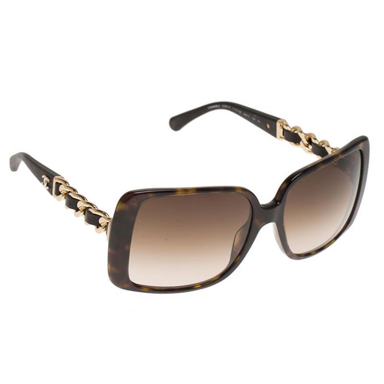 Chanel Tortoise Frame 5208 Chain Detail Square Sunglasses Chanel | The  Luxury Closet
