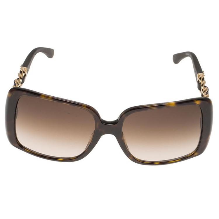 Chanel Tortoise Frame 5208 Chain Detail Square Sunglasses Chanel