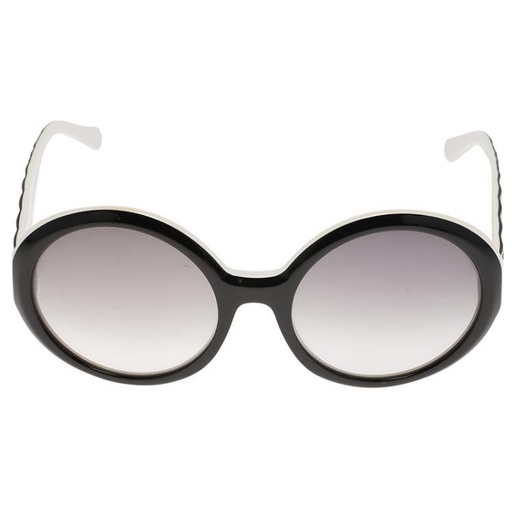 Chanel Black and White 5120 Round Sunglasses Chanel