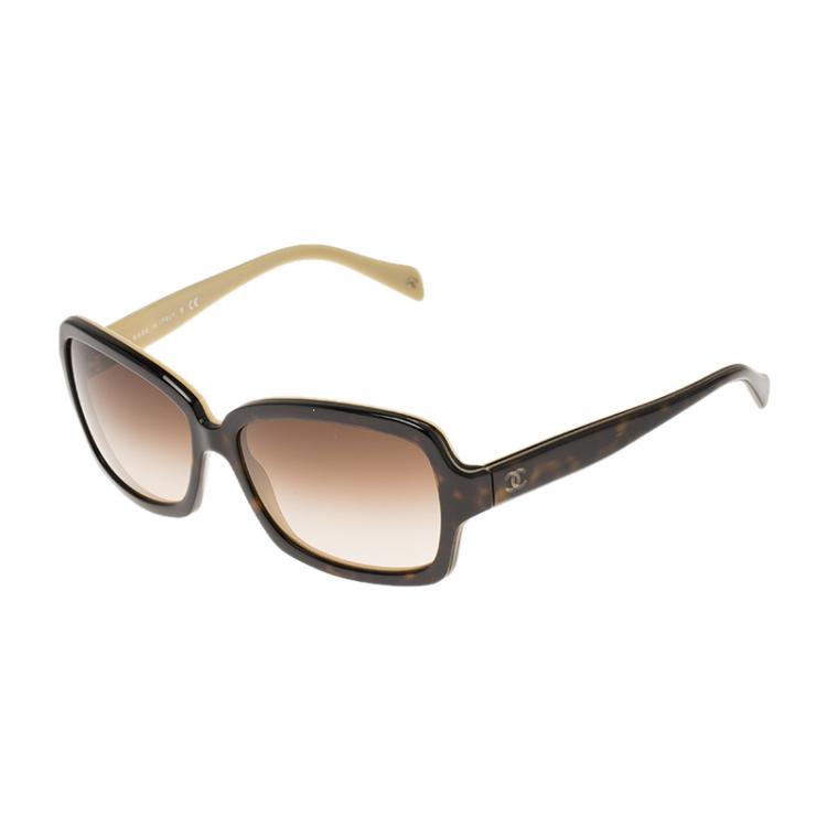 Pre Owned Chanel Tortoise Frame Square Sunglasses
