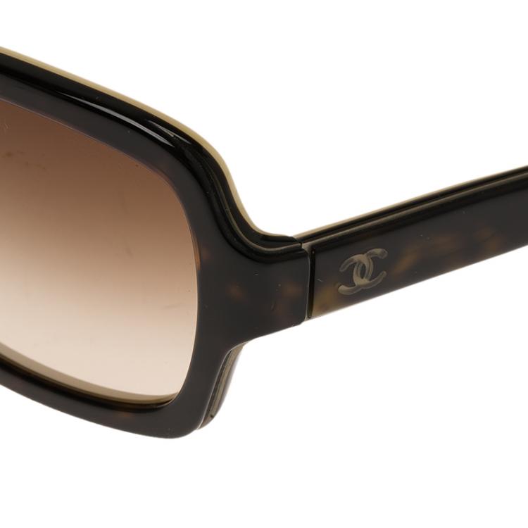 Pre Owned Chanel Tortoise Frame Square Sunglasses