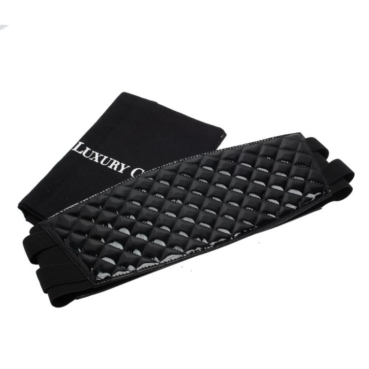 Pre Owned Chanel Black Quilted Leather Corset Belt 90 CM