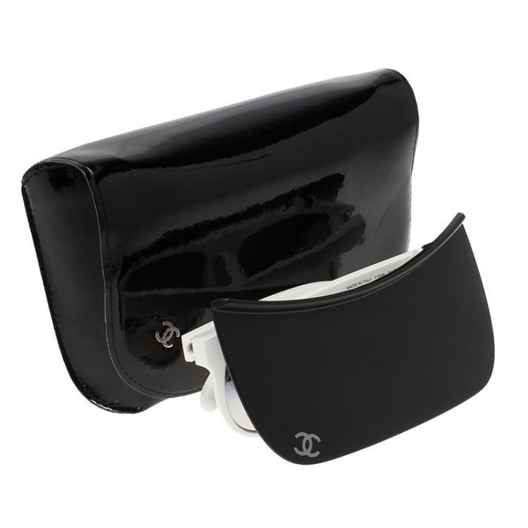 Pre Owned Chanel White 71046 S1476 Shield Visor Sunglasses