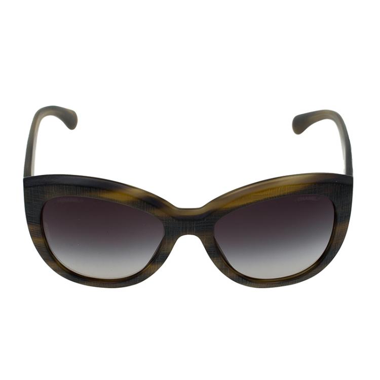 Chanel Striped Brown 5332 1535S/6 Cat Eye Sunglasses Chanel