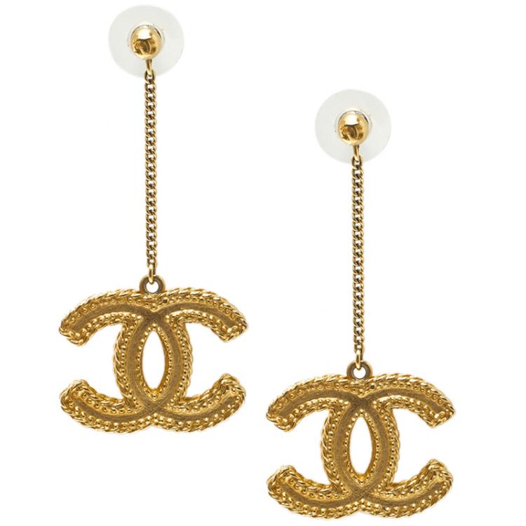 Authentic Chanel CC Earrings Large Gold and similar items