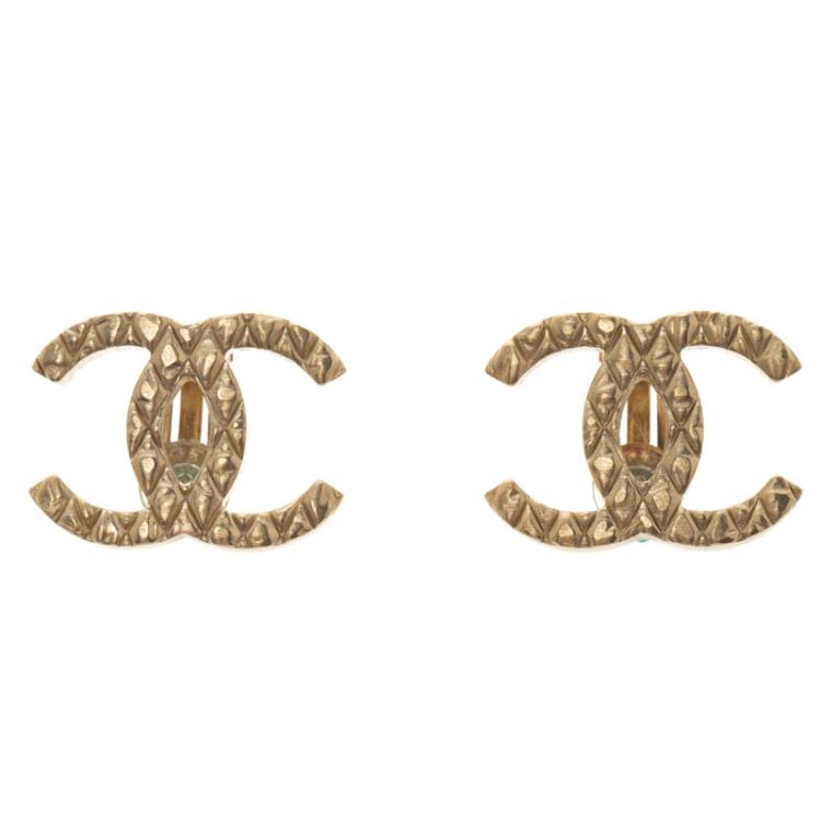 Chanel CC Gold Tone Clip-on Stud Earrings Chanel | The Luxury Closet