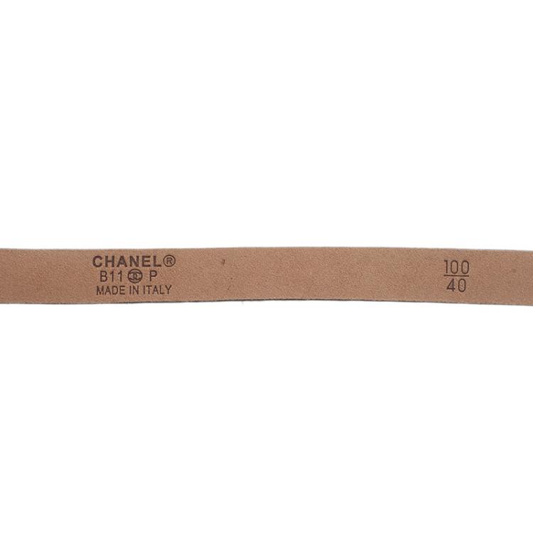 Pre Owned Chanel Black Sequin CC Skinny Belt 100CM
