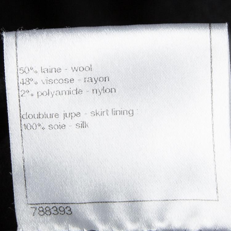 Pre Owned Chanel Black Wool High Waist Pencil Skirt M