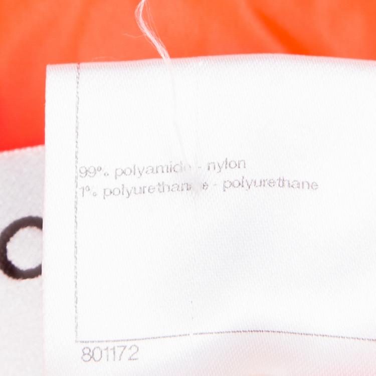 مملوكة مسبقًا Chanel Neon Orange Quilted Short Sleeve Zip Front Jacket L