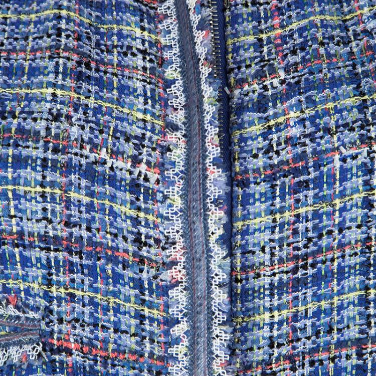 Pre Owned Chanel Multicolor Textured Sleeveless Zip Front Dress M