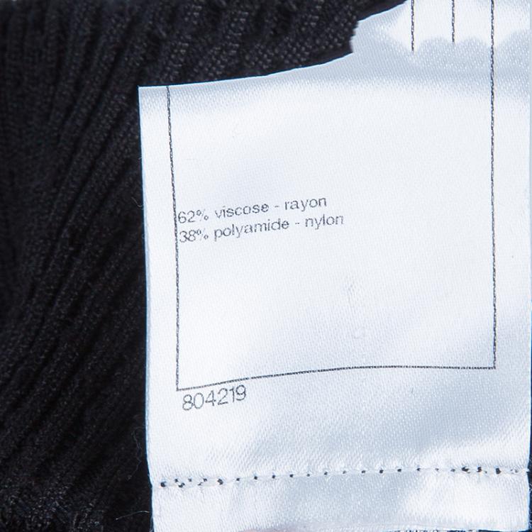 Pre Owned Chanel Black Knit Lace Overlay Bouffant Skirt M