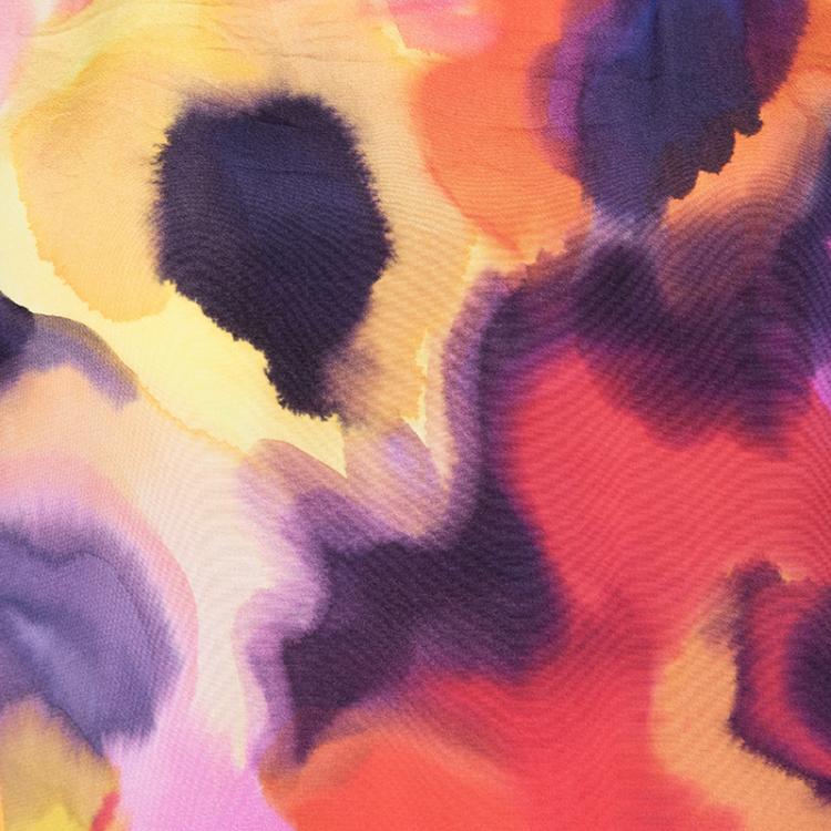 Pre Owned Chanel SS'15 Multicolor Watercolor Printed Cotton Short Sleeve Blouse M