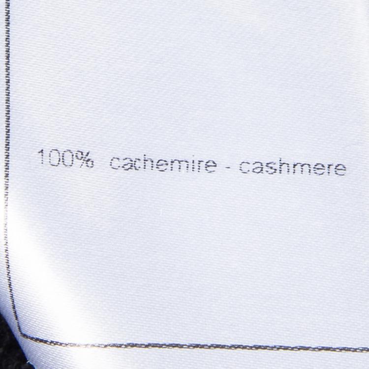 Pre Owned Chanel Grey Cashmere Contrast Trim Collared Cardigan S