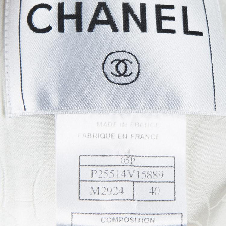 Pre Owned Chanel Multicolour Checked Tweed Floral Brooch Detail Blazer M